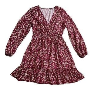 SHEIN Red Floral Dress Dress size L